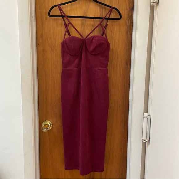 Free People Abbey Faux Suede Dress Burgundy Size 6/S - Picture 2 of 6